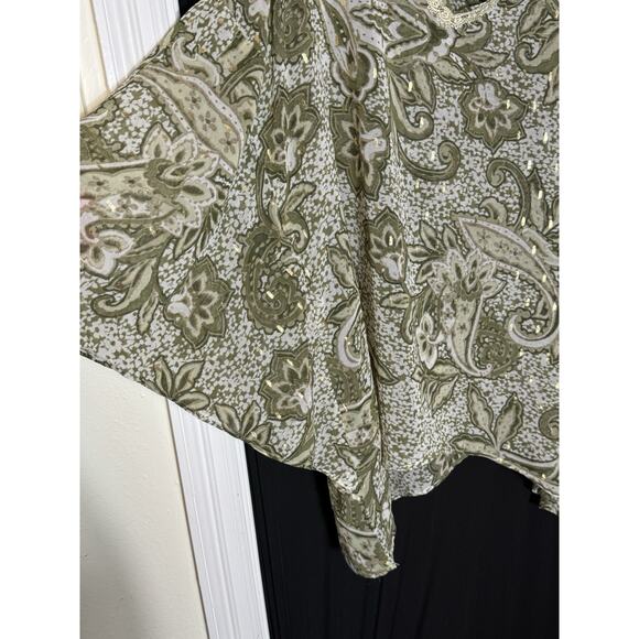 Stitch By Chennault Artsy Sheer, Size XL-Boho Chic Fairy Paisley Green Gold‎ - Picture 3 of 8